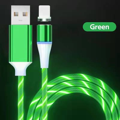 3 in 1 magnetic data cable 5A fast charging cable 1m flowing light charging cable micro usb type c cable with led light for xiaomi