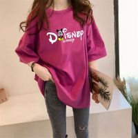 COD DSFERTRETRE Korea Ulzzang Mickey Mouse Cartoon Printed Short Sleeve Loose Long T-shirt