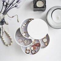 Women Jewelry Storage Box 4-Layer Rotatable Jewelry Accessory Storage Tray Large Capacity Earring Jewelry Storage Case With Lid