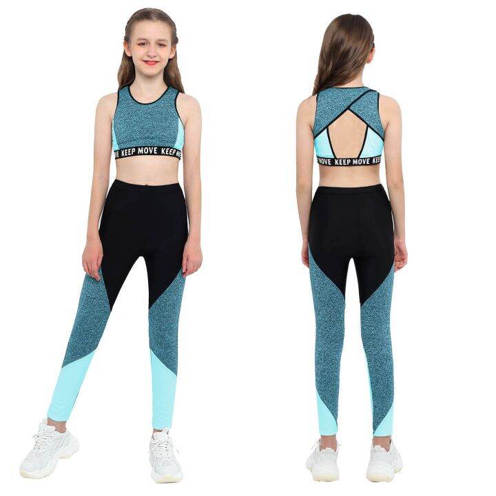 Kids Clothes Girls Dance Yoga Sports Suit Workout Gymnastics Outfits Tank  Bra Tops With Pants Leggings Set For Running Jogging | Lazada Ph