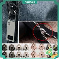 OKDEALS 5/10pcs 4 สี ซิปฟันทองแดง เย็บเสื้อผ้า Universal Instant Fix ชุดซ่อมเปลี่ยน ซิปดึงหัว Zip Slider ฟัน