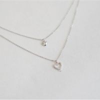 ❄พร้อมส่ง สร้อยคอ Double heart necklace (มีบริการห่อของขวัญฟรี)❃