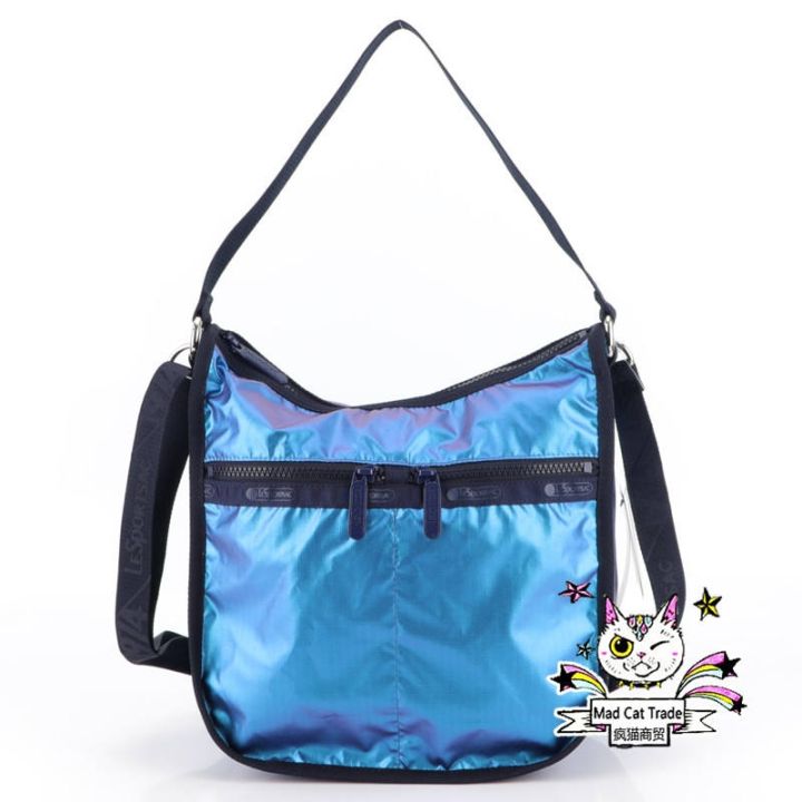 lesportsac-กระเป๋าแฟชั่นใหม่สดใสของผู้หญิงกันน้ำกระเป๋าสะพายแบบพกพากระเป๋า-messenger-กระเป๋าเครื่องสำอางที่มีสีสันสีฟ้า-f528