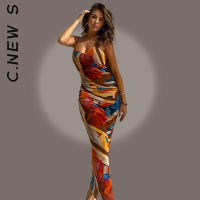 C.New S Women Sleeveless Printed Bodycon Fashion Summer Long Pencil Strap Dress 2022 Fall Wholesale Clothes Streetwear