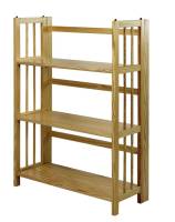 3 Tier Shelves  Stackable Folding Shelves Bookcase Ready to Use 100% Solid Wood and Made in Thailand