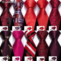 ﺴ Fashion Silk Men Tie Set Red Burgundy Solid Paisley Striped Plaid Floral Necktie Handkerchief Cufflinks Wedding Business