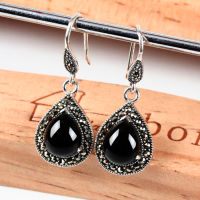 JIASHUNTAI Vintage 100 925 Sterling Silver Drop Earrings For Women Retro Natural Precious Stones Thai Silver Earring Jewelry