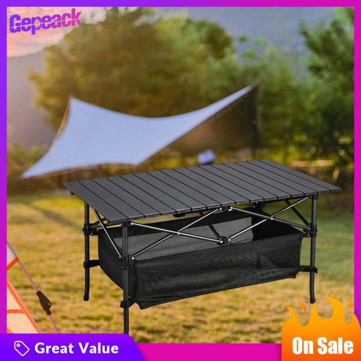 gepeack-โต๊ะพับตั้งแคมป์อลูมิเนียมน้ำหนักเบาสำหรับปิกนิคไว้หุงอาหารในร่มกลางแจ้ง