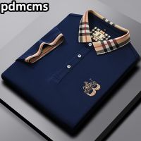 เสื้อโปโลสำหรับผู้ชาย Pdmcms เสื้อโปโลผู้ชายแบรนด์หรู2020ฤดูร้อนแขนสั้นใหม่ปกผสมผ้าฝ้ายปักลาย MODE Korea 7สี