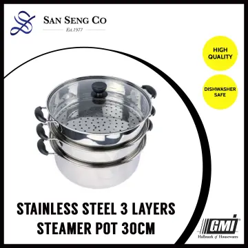 Large 34cm 36cm 38cm 2 Tier Stainless Steel Double use Pot Steamer and Wok  Set