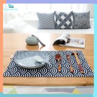 Japanese style dark blue Western placemat table mat heat insulation non-slip gourmet photo background cloth napkin baking props lattice cloth tablecloth