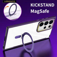 Lereach MagSafe ฝาหลังเคสขาตั้งสำหรับ Samsung S23 Ultra S23+ Plus ราวโลหะมีสีสันใสเคสมือถือ