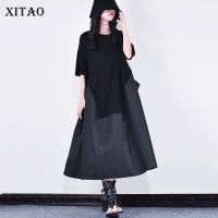 XITAO Dress Women Orregualr Casual Patchwork Dress