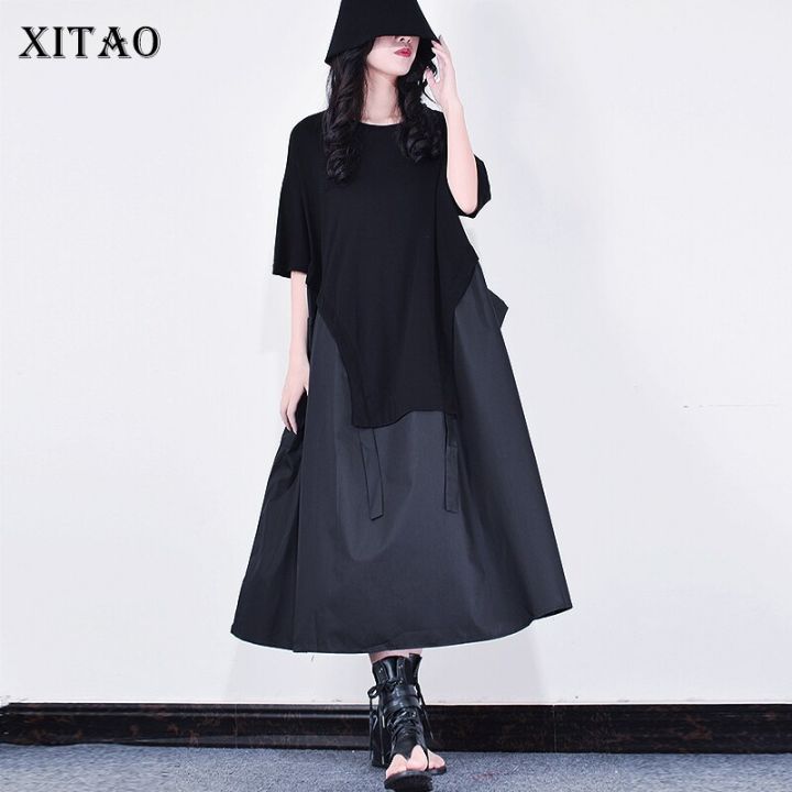 xitao-dress-women-orregualr-casual-patchwork-dress