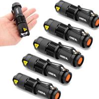 LF 【Ready】 Mini LED Flashlight Dimmable Retractable Torch Lamp Waterproof Black