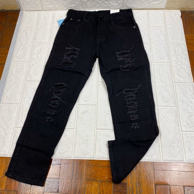 Cod Jag jeans kids pang alangan 10-18 yrs old black tattered denim ...