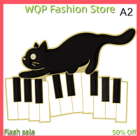 WQP Fashion Store ลดราคาด่วนเข็มกลัดการ์ตูนแมว,เข็มกลัดเล่นเปียโนรูปแมวเข็มกลัดสัญลักษณ์เพลงกระเป๋าเป้สะพายหลังเข็มกลัดเคลือบโลหะ