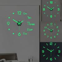 ZZOOI 3D DIY Decor Acrylic Luminous Wall Clocks Large Watch Horloge Mirror Stickers Quartz clock Modern Mute alarm clock Wall 40CM