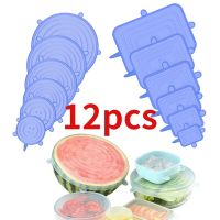 ETX12 PCS Adaptable Silicone Lids Round Square Covers Silicone Caps Food Universal Dish Stretch Lids for Cans Kitchen Accessories