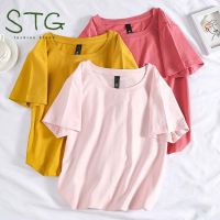 เสื้อยืดสีทึบของผู้หญิง STG มีสไตล์หลากหลายเสื้อยืดผู้หญิงแฟชั่นคอกลมสำหรับสวมใส่ทุกวัน