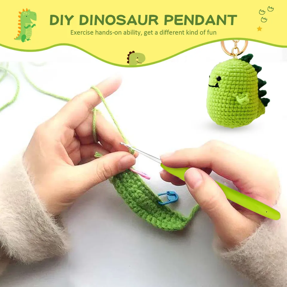 Beginner Crochet Kit 3 PCS Cute Dinosaurs Complete Crochet Kit for  Beginners