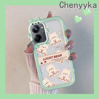 เคส Chenyyyka สำหรับ Realme 10 Realme 10 Pro Plus 5G เคสรูปการ์ตูนหมีมอนสเตอร์ตัวเล็กๆที่เป็นรูปโบว์แบบนิ่มทนต่อการเสียดสีเคสโทรศัพท์โปร่งใสฝาครอบป้องกันเลนส์กล้องถ่ายรูป TPU ซิลิกาเจล