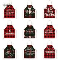 Merry Christmas Apron Alphabet Print Kitchen for Woman New Year Cotton Linen Aprons Cooking Home Cleaning Tools Kid Party Bib Aprons