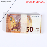 StarryBaby 20ชิ้น/เซ็ต dollhouse Pocket Euro simulation ของเล่น banknote MINI Miniature Model