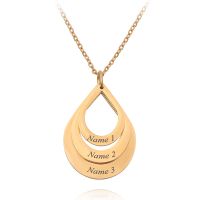 Kado untuk Ibu เครื่องประดับ Kalung Baja Tahan Karat จี้หยดน้ำสำหรับครอบครัว3ชื่อแบบสั่งทำ