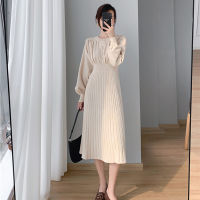 Womens Elegant V-Neck Single-Breasted Women Thicken Sweater Dress  Autumn Winter Knitted Belted Female A-Line Soft Dresses