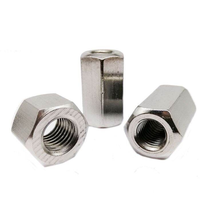 1-2-5-10pcs-m3-m4-m5-m6-m8-m10-m12-304-stainless-steel-hexagon-hex-long-lengthen-rod-connector-joint-sleeve-tubular-coupling-nut-nails-screws-fastene