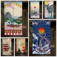 Japanese Scene Door Curtain Dining Room Kitchen Door Curtain Ukiyoe Partition Curtain Drape Entrance Hanging Half-Curtain Decor