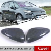 2X สำหรับ MK2 C4 Citroen C4L 2011 ~ 2018ฝาครอบกระจกมองหลังประตูรถยนต์เสาตกแต่งภายนอกรถมองหลัง ABS คาร์บอนไฟฟ้า