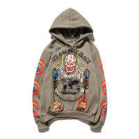 2023 NEWKanye ขนแกะ Skull Graffiti Mens เสื้อกันหนาว Oversize Harajuku หลวมสบายๆคู่ Hoodies คนแปลกหน้า Hooded Hoodie 2020