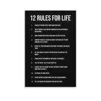 กฎสำหรับชีวิตโดยสร้างแรงจูงใจสร้างแรงบันดาลใจความสำเร็จของจอร์แดนเพตเตอร์สันโปสเตอร์คำคมภาพศิลปะบนผืนผ้าใบสำหรับติดกำแพงโปสเตอร์อุปกรณ์ตกแต่งห้องนอนครอบครัวสมัยใหม่ขนาด16X24นิ้ว (40X60ซม.)