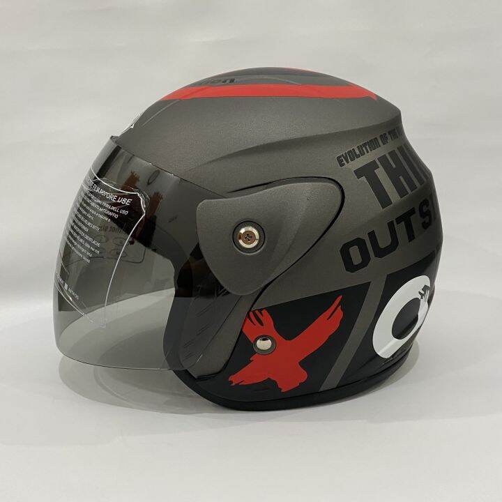 Helm Evo Outside Abuabu Doff Half Face Nouvo Helem SNI Helmet Dewasa