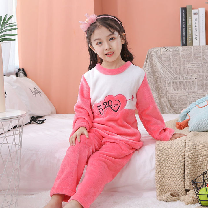 3-12-year-wear-big-girl-winter-long-sleeve-flannel-pajamas-sets-cute-print-girl-sleepwear-set-kid-home-wear-childrens-day-gifts