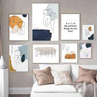 【hot】✒﹉  Abstract Teeth Aestheti Canvas Painting Posters and Prints Wall Pictures for Dentist Office