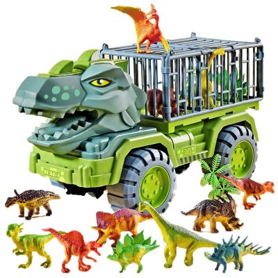 ㍿●┋ jiozpdn055186 Dinossauro escavadeira engenharia veículo modelo brinquedos crianças inercial transporte dinossauro carro presentes de aniversário para meninos
