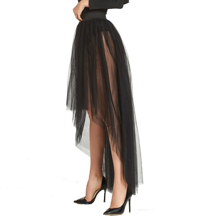 2022-new-design-sheer-one-layer-black-maxi-skirt-see-through-women-black-long-tulle-skirts