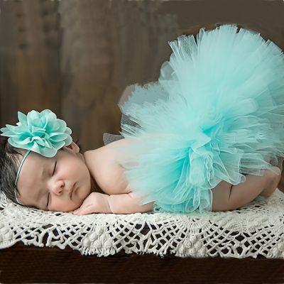 【CC】◘℡۩  Tutu Skirt Newborn Photography Clothing Baby Birthday Outfit Toddler Tulle Puffy Headband