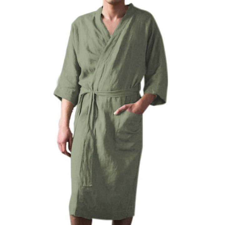 ชุดคลุมอาบน้ำผู้ชาย-ใหม่2023กระเป่าชุดนอนแฟชั่นมุสลิมแขนยาวชุดนอนสามส่วนพร้อมสายคาดเอว3xl-ไซส์ใหญ่
