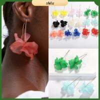 SHILU แฟชั่นผู้หญิง เครื่องประดับ แฮนด์เมด Long Drop Petal Dangle Stud เรซิน ต่างหูดอกไม้ ตะขอ