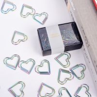 12Pcs/set Rainbow Heart Shaped Paper Clips Bookmark Planner Tools Scrapbooking Tools Memo Clip Metal Binder Paperclip