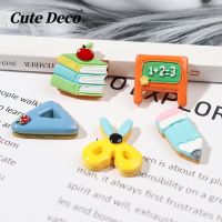 【 Cute Deco】Cute Cartoon Books (5 Types) Three Books Cookies / Orange Chalkboard Cookies Charm Button Deco/ Cute Jibbitz Croc Shoes Diy / Charm Resin Material For DIY