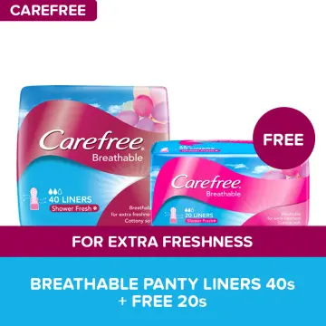 CAREFREE, Carefree Breathable Unscented Panty Liners 20s - Feminine Care,  Odor Control, Absorb Discharge