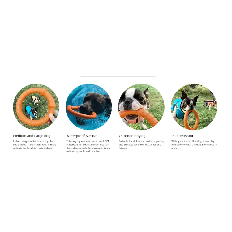 LaRoo Dog Toys for Large Dogs, Floatable Dog Flying Discs 3 Sizes Dog Tug  Toy, Interactive Dog Toy Tug of War Ring Toy, Funny Fetch Dog Teething Toys