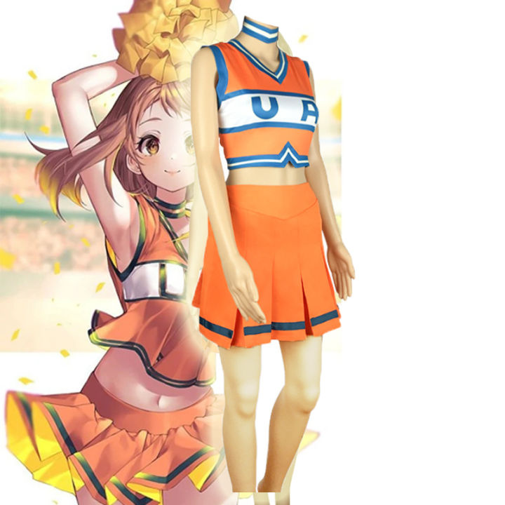 My Hero Academia Cheerleaders Uniform Ochako Tsuyu Mr Cheer Uniform Costume Girls Dress 4750