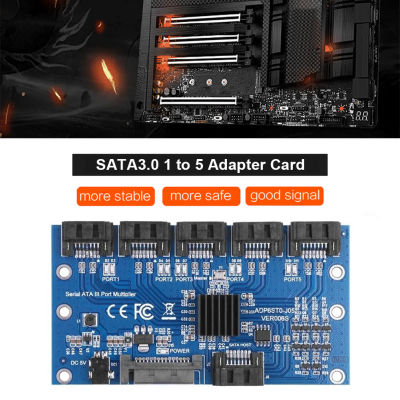 การ์ดเอ็กซ์แพนชัน SATA 1ถึง5พอร์ต SATA3.0เมนบอร์ด6Gbps Riser Card Hub Adapter