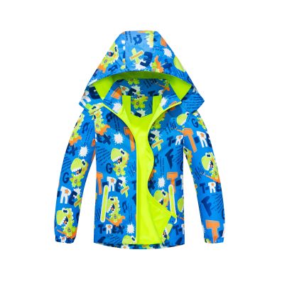 Boys Dinosaur Rain Jackets with Removable Hood Lightweight Waterproof Windbreakers Raincoats